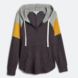 Market & Spruce Dayana Raglan Colorblock Hoodie Knit Sweatshirt